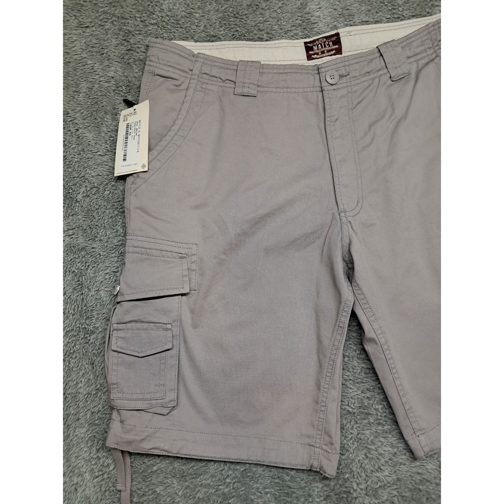Match & Matchstick Cargo Shorts Mens Sz 40 Khaki Dress Chino Work Pockets Flat - Picture 3 of 14